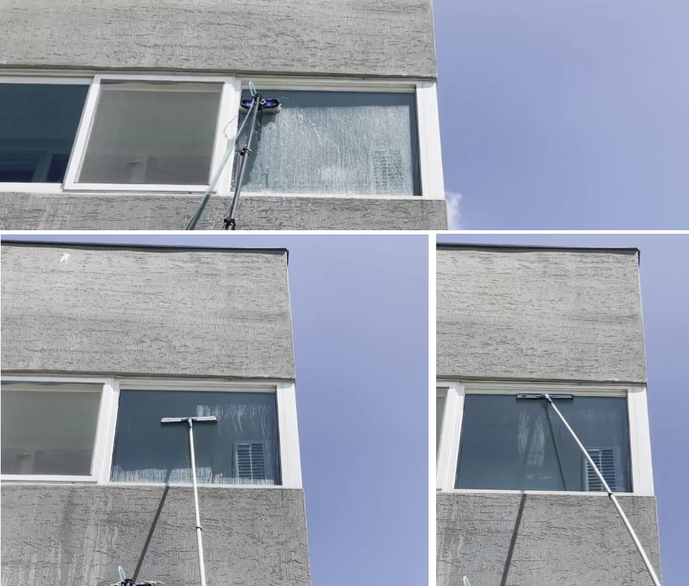 이천 2층 유리창청소 스카이차 사용했어요. 관한 작업사진입니다.