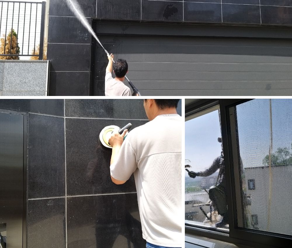 이천시 단독건물, 사옥 외벽청소로 이끼, 물때 없어졌어요. 관한 작업사진입니다.